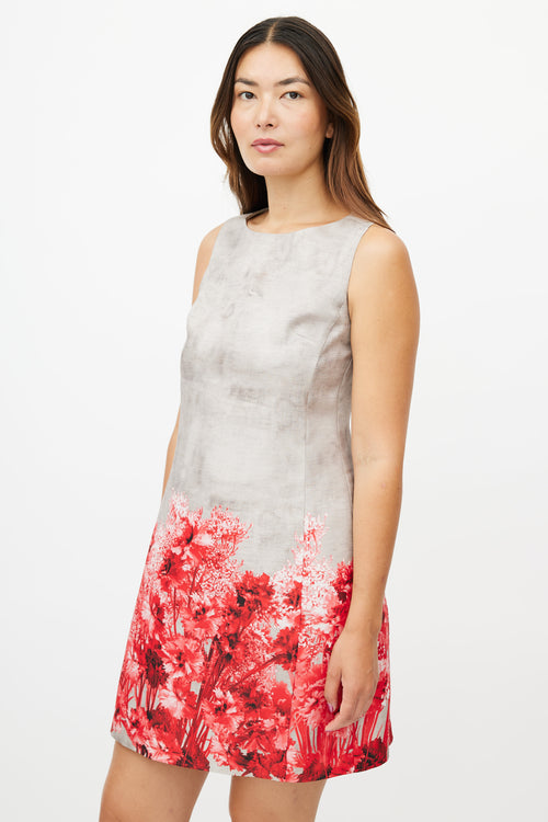 Giambattista Valli Grey 
Red Floral Dress