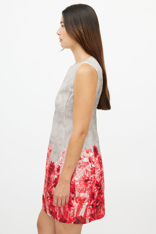 Giambattista Valli Grey 
Red Floral Dress