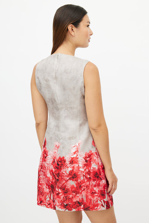 Giambattista Valli Grey 
Red Floral Dress