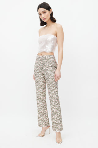 Giambattista Valli Pink 
Green Floral Brocade Trouser