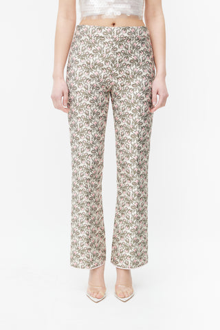 Giambattista Valli Pink 
Green Floral Brocade Trouser