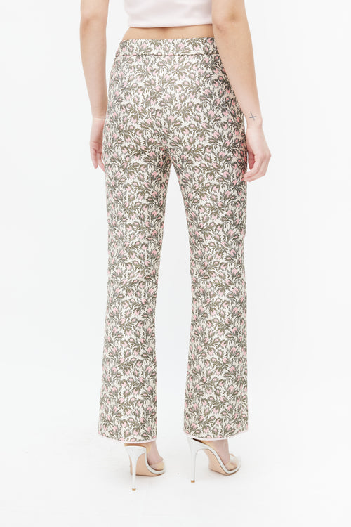 Giambattista Valli Pink 
Green Floral Brocade Trouser