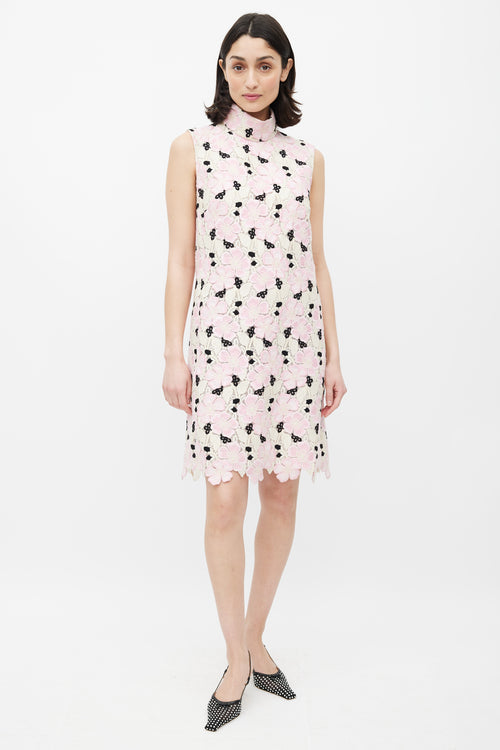 Giambattista Valli Pink 
Multicolour Lace Mock Neck Dress