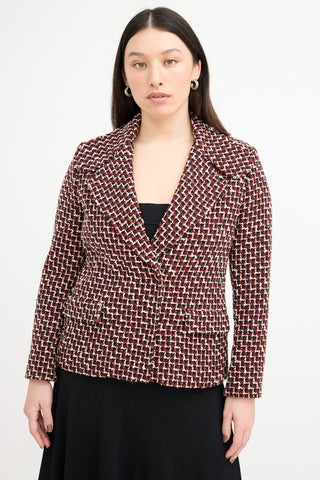 Giambattista Valli Red 
Multi Tweed Pea Coat