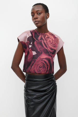 Giambattista Valli Pink 
Red Silk Rose Top