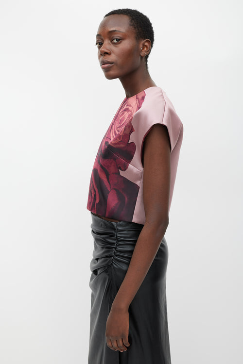 Giambattista Valli Pink 
Red Silk Rose Top