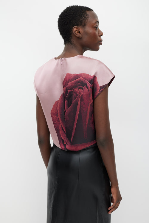 Giambattista Valli Pink 
Red Silk Rose Top