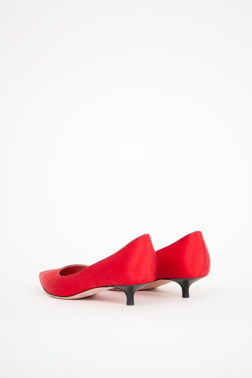 Giambattista Valli Red Satin Pointed Toe Pump