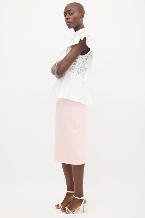 Giambattista Valli White Ruffled Lace Top