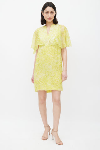 Giambattista Valli Yellow Floral Sheer Overlay Dress