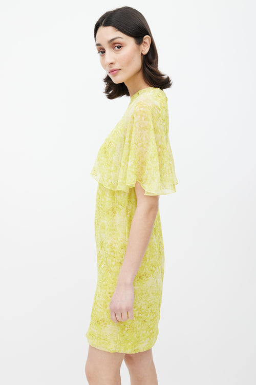 Giambattista Valli Yellow Floral Sheer Overlay Dress