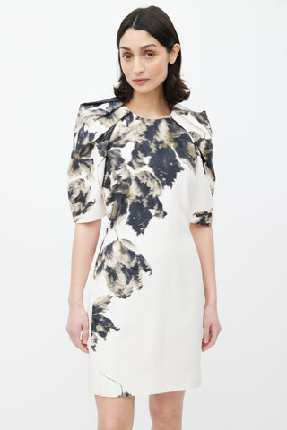 Giambattista Valli Cream 
Black Blurry Floral Silk Dress