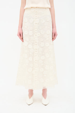 Giambattista Valli Floral Guipure Lace Overlay Skirt