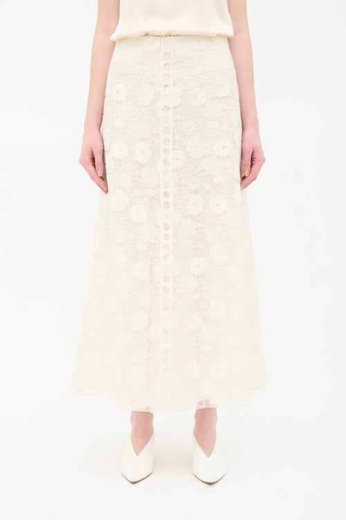 Giambattista Valli Floral Guipure Lace Overlay Skirt