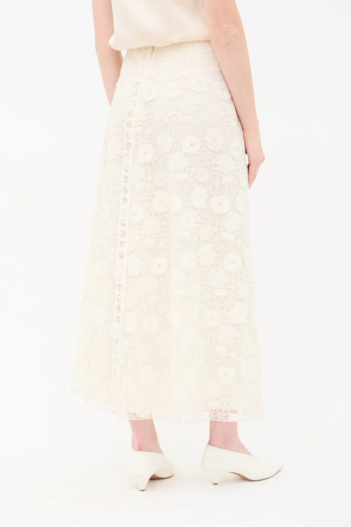 Giambattista Valli Floral Guipure Lace Overlay Skirt