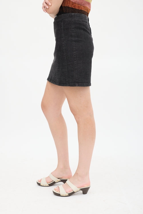 Gianfranco Ferre Black Denim Mini Skirt