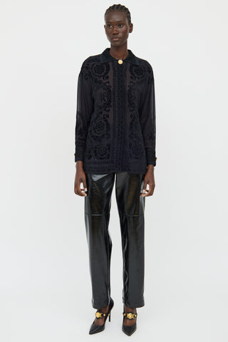 Versace Black Lace Button Up Shirt