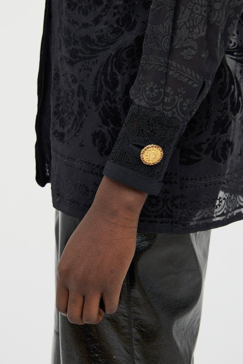 Versace Black Lace Button Up Shirt