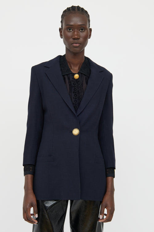 Ganni x Versace Navy Wool Blazer