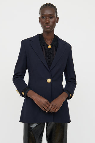 Ganni x Versace Navy Wool Blazer