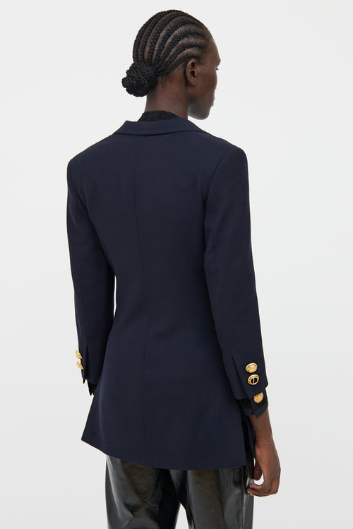 Ganni x Versace Navy Wool Blazer