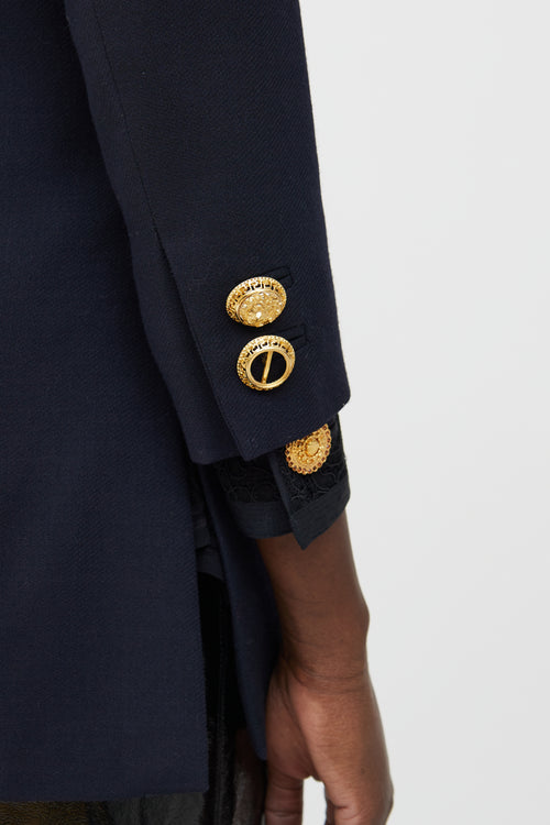 Ganni x Versace Navy Wool Blazer