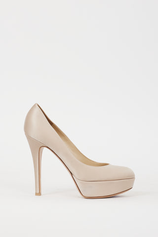 Gianvito Rossi Beige Satin Platform Heel