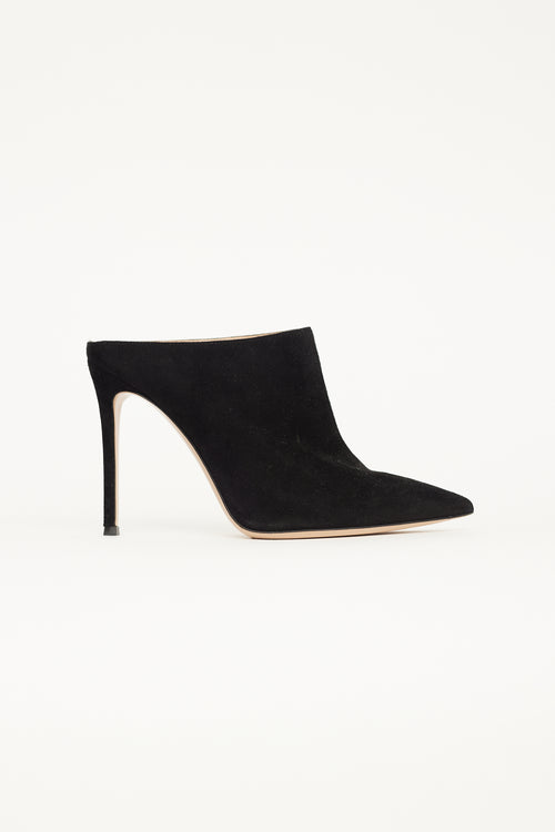 Gianvito Rossi Black Suede Pointed Toe Mule