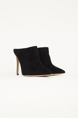 Gianvito Rossi Black Suede Pointed Toe Mule