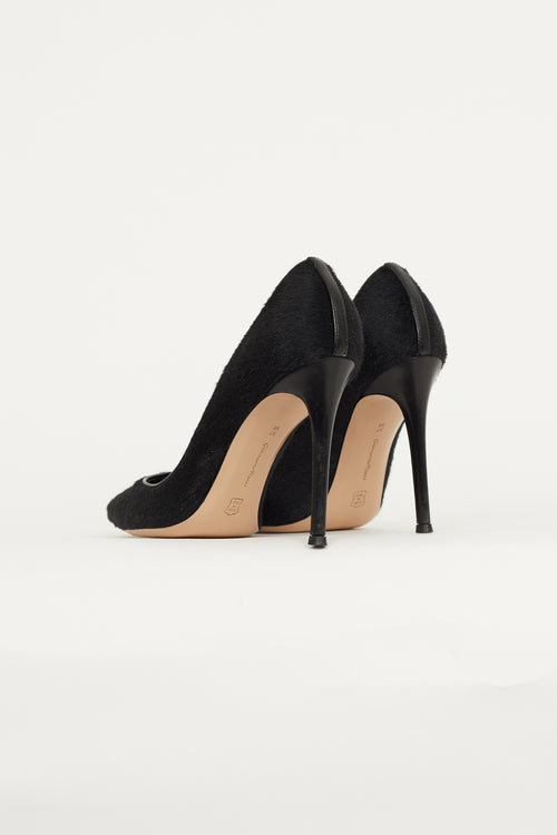 Gianvito Rossi Black Textured Pointed Toe Pump