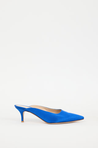 Gianvito Rossi Blue Satin Paige Mule