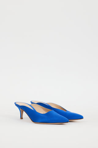 Gianvito Rossi Blue Satin Paige Mule