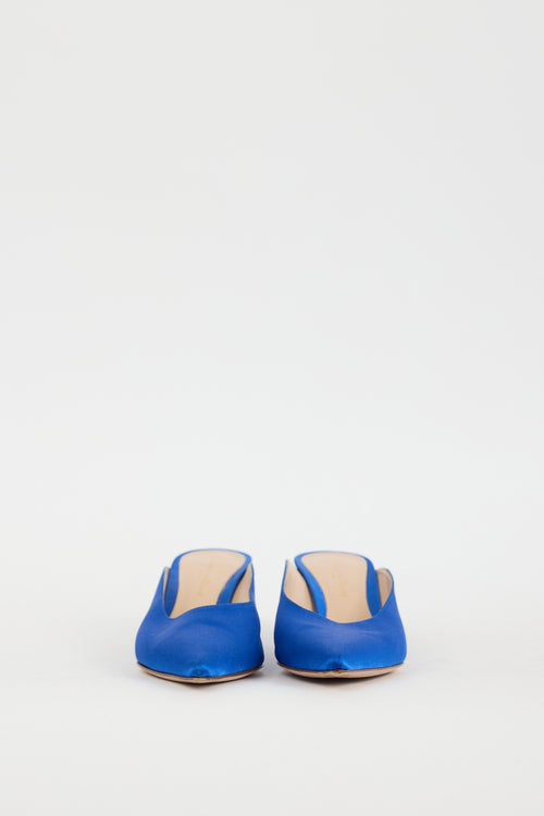 Gianvito Rossi Blue Satin Paige Mule