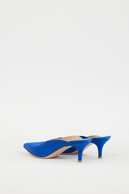 Gianvito Rossi Blue Satin Paige Mule