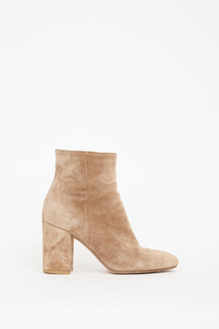 Gianvito Rossi Beige Suede Zip Ankle Boot