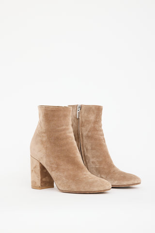 Gianvito Rossi Beige Suede Zip Ankle Boot