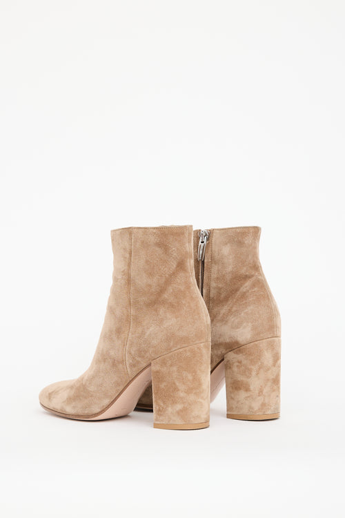 Gianvito Rossi Beige Suede Zip Ankle Boot