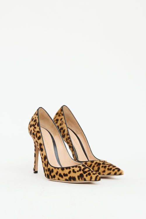 Gianvito Rossi Beige 
Brown Hair Printed Heel