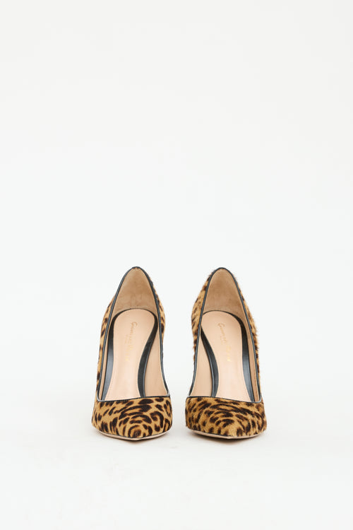 Gianvito Rossi Beige 
Brown Hair Printed Heel