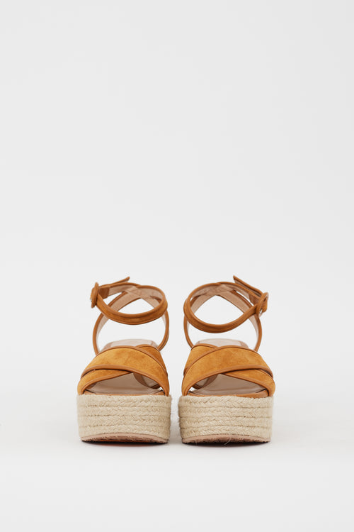 Gianvito Rossi Brown Suede Sienna Espadrille Wedge Sandal