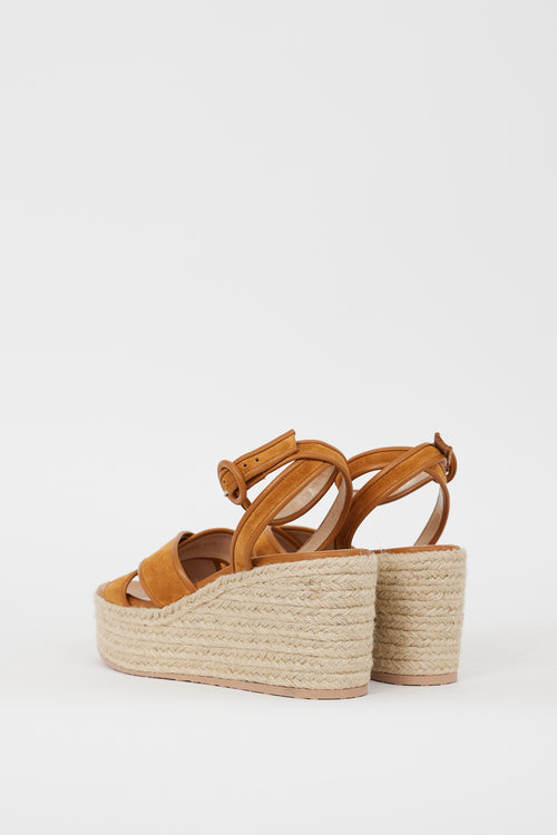 Gianvito Rossi Brown Suede Sienna Espadrille Wedge Sandal