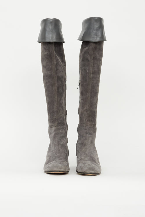 Gianvito Rossi Grey Suede 45 Over The Knee Boot