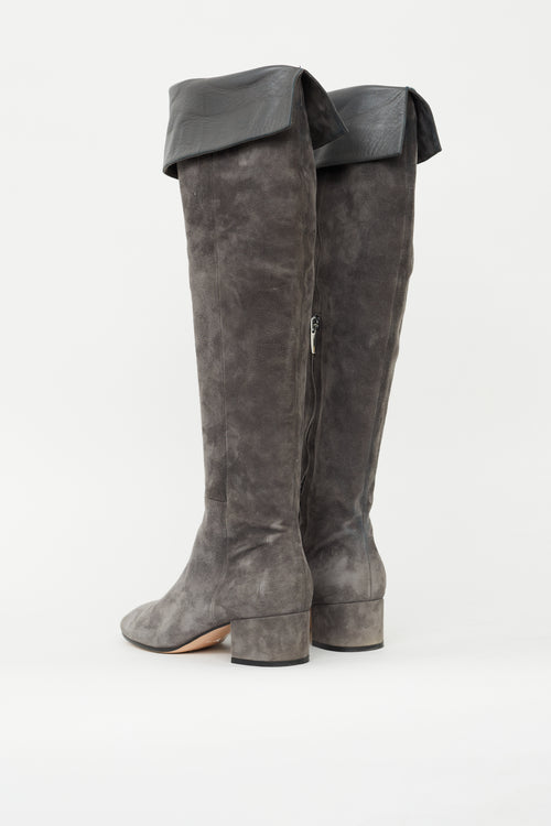 Gianvito Rossi Grey Suede 45 Over The Knee Boot