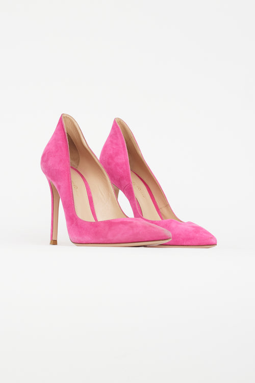 Gianvito Rossi Pink Pointed Toe Suede Heel