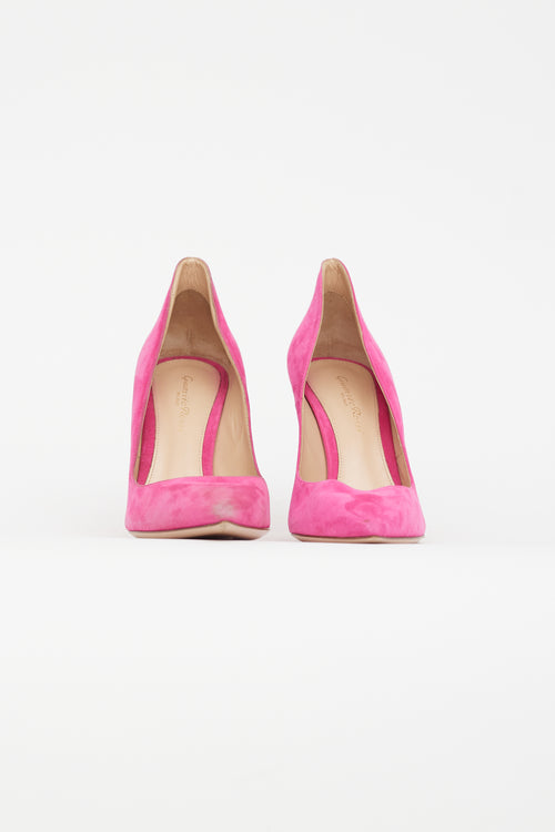 Gianvito Rossi Pink Pointed Toe Suede Heel