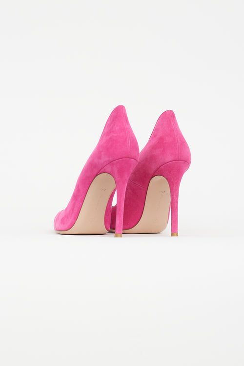 Gianvito Rossi Pink Pointed Toe Suede Heel