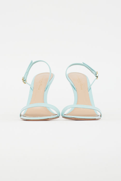 Gianvito Rossi Teal Patent Leather Square Toe Heel