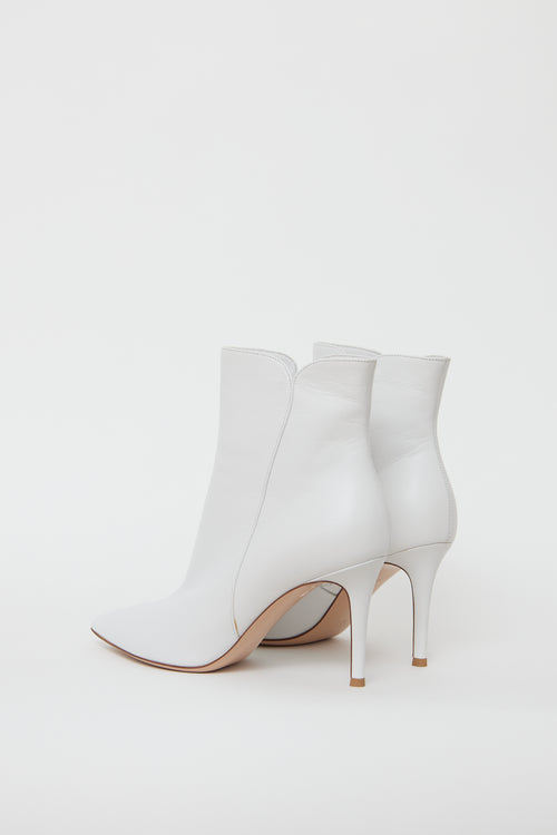 Gianvito Rossi White Leather Ankle Boot