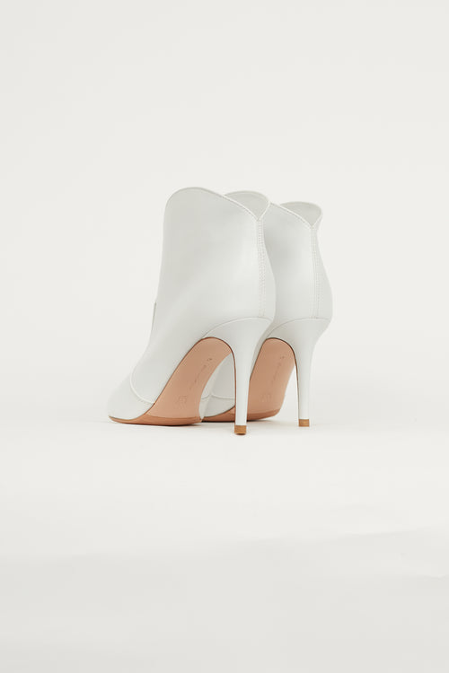 Gianvito Rossi White Leather Pointed Toe Ankle Boot