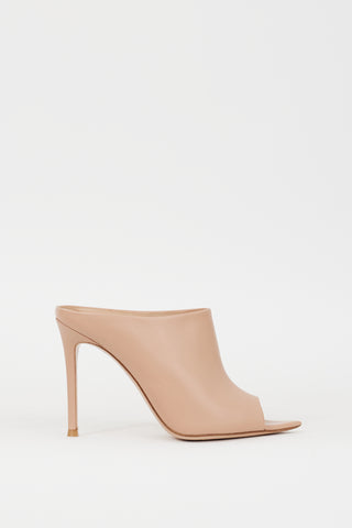 Gianvito Rossi Beige Leather Nova 105 Heeled Mule